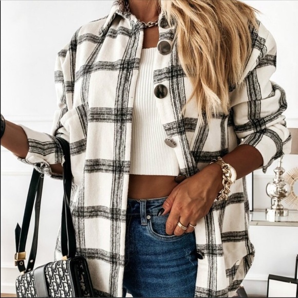 Jackets & Blazers - #66 CLOSEOUT SALE! New! Plaid Long Shacket Flannel Shirt Jacket
